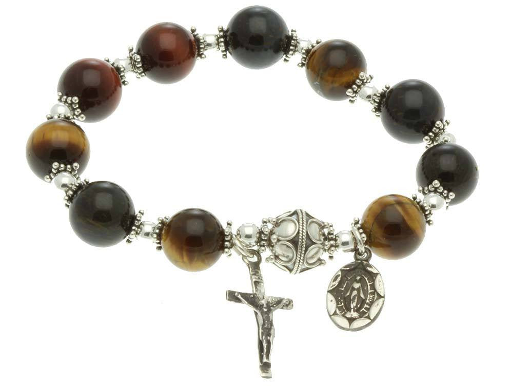 Rosary Bracelet - Elastic (Cat's Eye, White Beads) - Reilly's Church Supply  & Gift Boutique