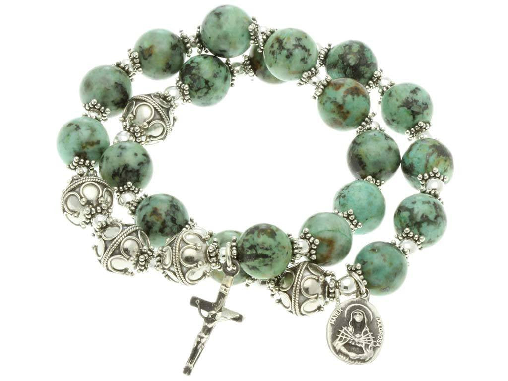 Rosary Bracelet - Elastic (Cat's Eye, White Beads) - Reilly's Church Supply  & Gift Boutique