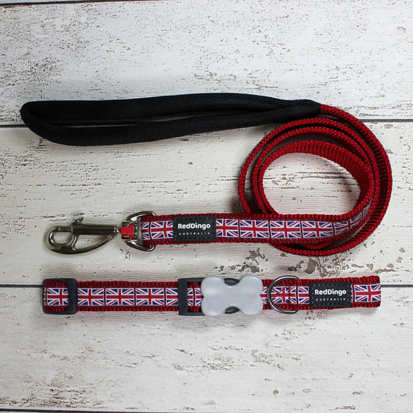 Red Dingo Union Jack Dog Collar and Lead - Doghouse