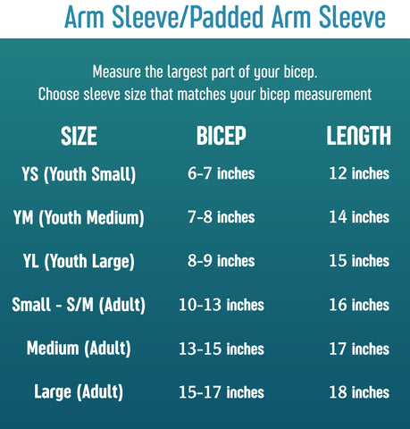 arm sleeve sizing chart for boys youth kids men adult