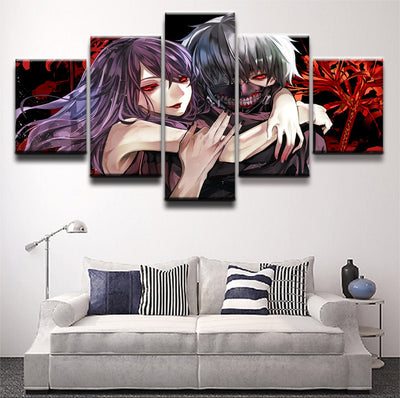 Tokyo Ghoul Ken Kaneki And Rize Kamishiro 5 Piece Painting Empire Prints