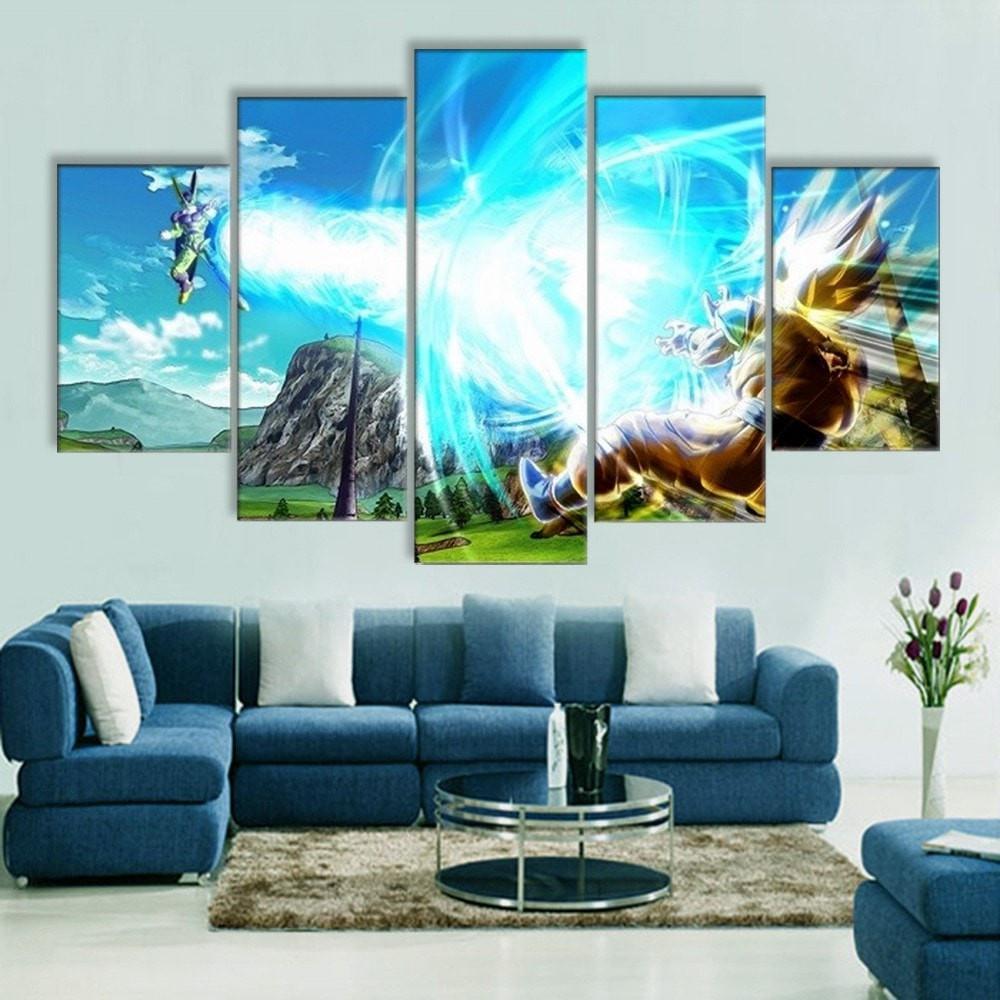 Dragon Ball Z Fight Scene 5 Piece Canvas Painting Empire Prints