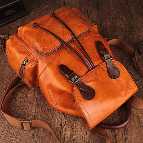 tan leather backpack womens