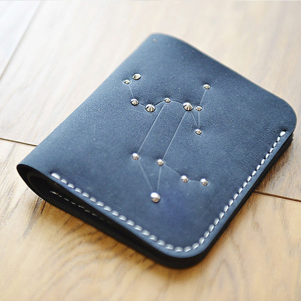 HANDMADE LEATHER CUTE Women Constellation Bifold Blue Small Wallet PER – Evergiftz