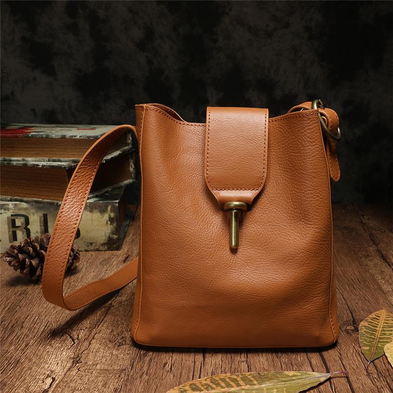 Brown Leather Bucket Square Shoulder Bag Madewell Bucket Crossbody Bag – Evergiftz