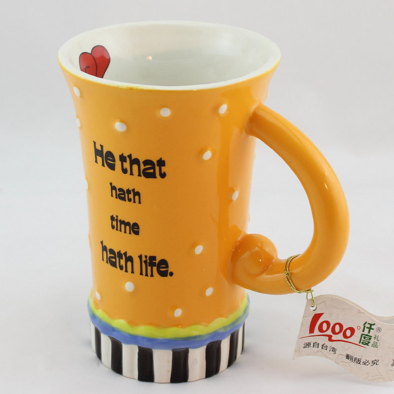 Handmade Cute Cool Oversized Quotes Tall Pottery Funny Coffee Milk Mug Evergiftz