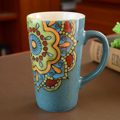 Handmade cute cool oversized tea cup tall pottery funny coffee milk mug painted big large coffee cup ceramic vintage