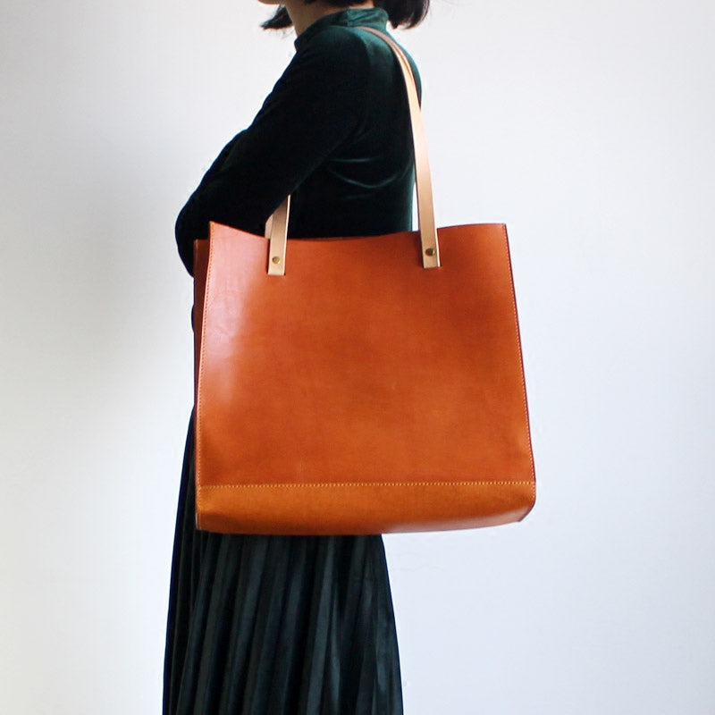 leather shopper tote handbag