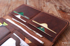 Handmade leather vintage women long wallet clutch phone purse wallet