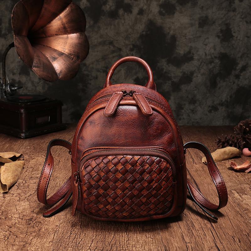 womens vintage leather backpack