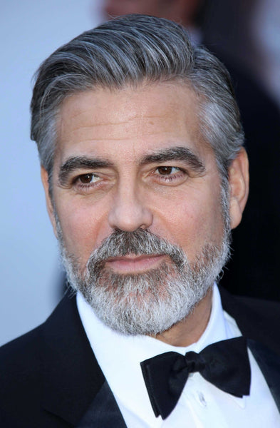 How to get the George Clooney haircut - a slicked back side part comb over with side part and short sides