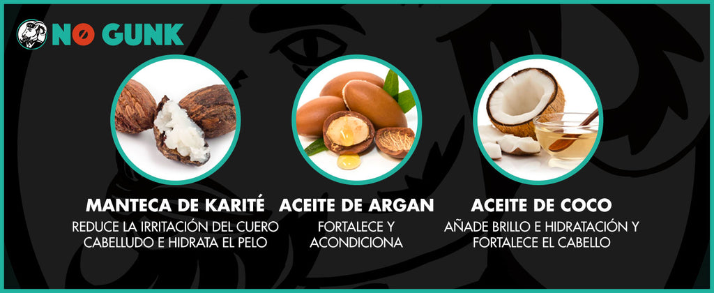 NO GUNK STYLING FUNK INGREDIENTES Manteca de Karité, Aceite de Argán, Aceite de Coco