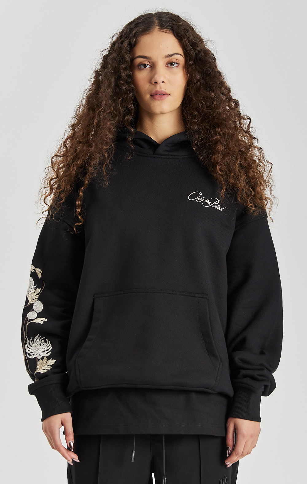 Colt Black Embroidered Floral Hoodie