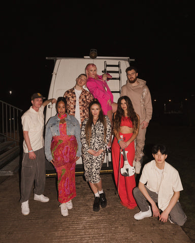 Clean Bandit's Jack wearing British mens streetwear brand, Only the Blind's, Ogiku Embroidered Hoodie and Ogiku Floral Joggers at Pub in the Park, at Wimbledon Park.