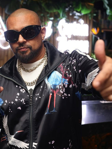 Sean Paul in Only the Blind Satin Heron Jacket on an Instagram post