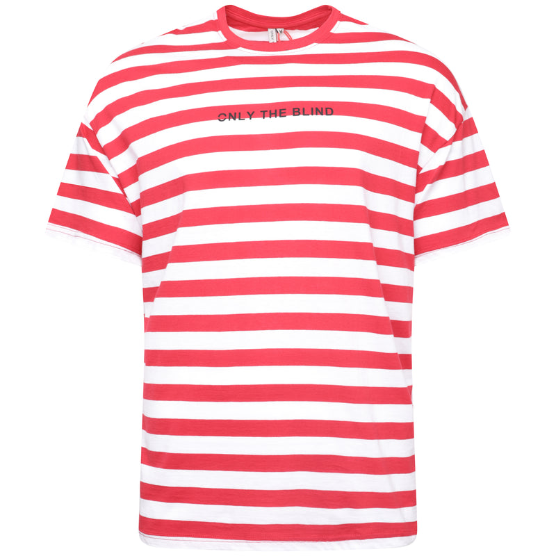 red t shirt with white stripes