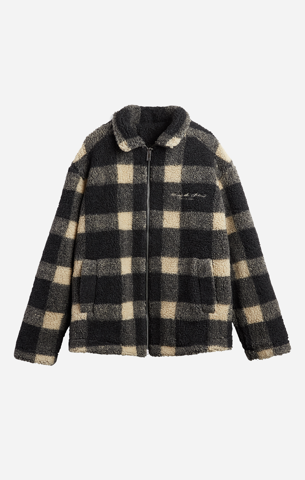 Beige Check Borg Jacket