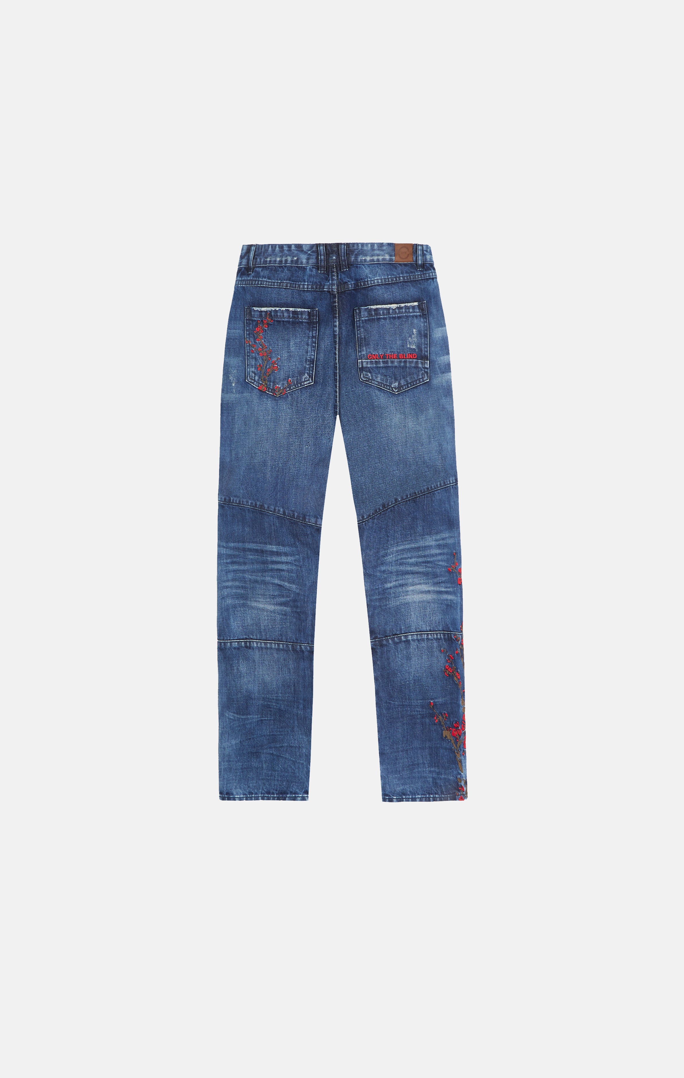 Selvedge Denim blue embroidered blossom