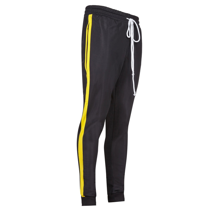 black pants yellow stripe