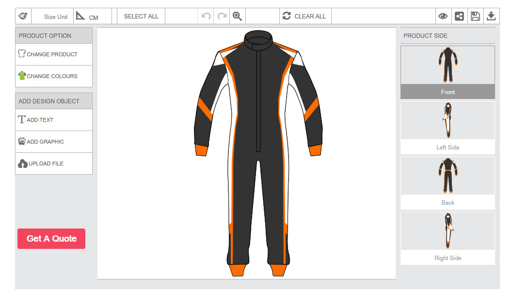 Kart racesuit configurator