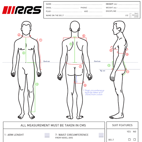 FIA Racesuit Measurement Chart