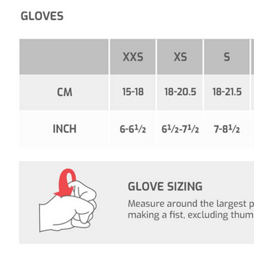 Custom Glove Size Chart