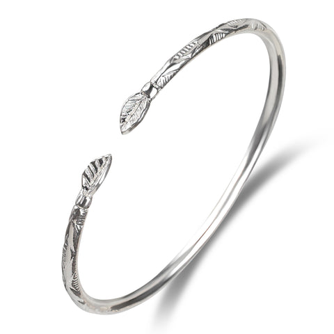 Amazon.com: BETTER JEWELRY Leaf Ends Solid .925 Sterling Silver West Indian  Bangles (Pair) (MADE IN USA): Bangle Bracelets: Clothing, Shoes & Jewelry
