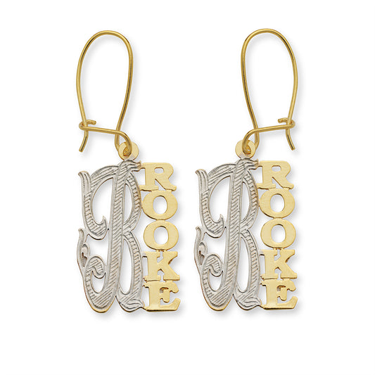 10Kt Gold Initial Letter Earrings V