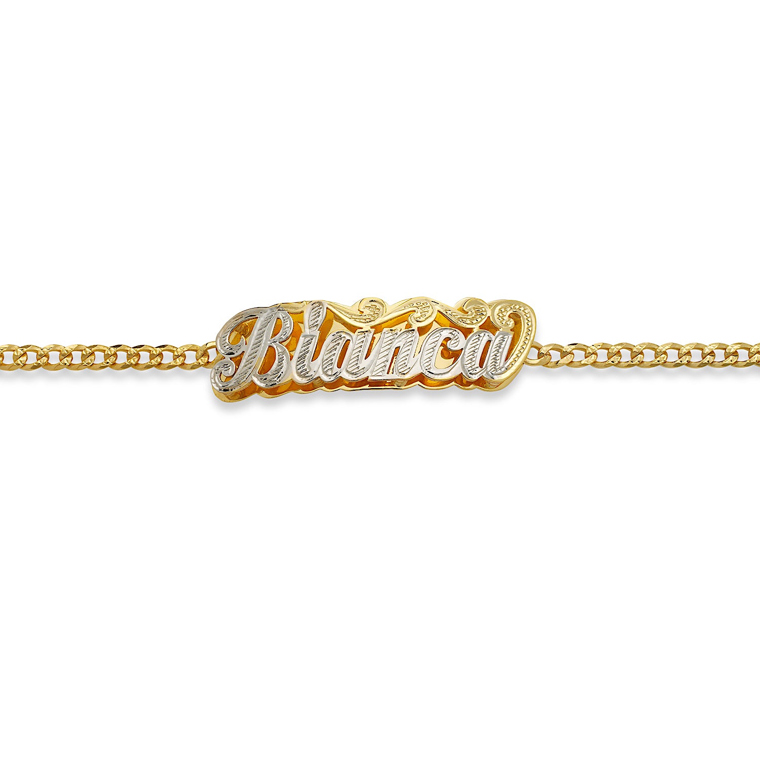 Better Jewelry Personalized 10K Gold Double Nameplate Bracelet   Betterjewelry
