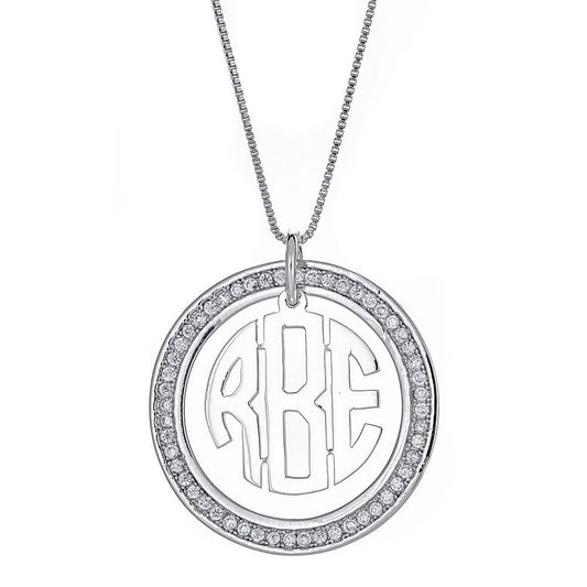 Better Jewelry Medium .925 Sterling Silver Custom Three Letter Initial Monogram Pendant Necklace (1.25) 1.25 x 1.25 / 20