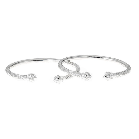 Better Jewelry Cone Ends .925 Sterling Silver West Indian Bangles 47.7 Grams, 1 Pair 8.5 / 3mm