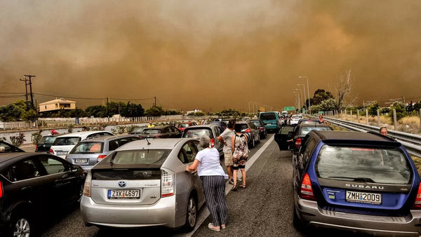 Traffic jam in a wildfire evacuation. Source: BBC