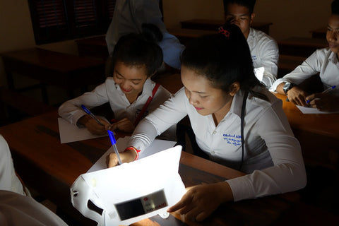 Children in Cambodia Study by LuminAID Solar Light PackLite 16