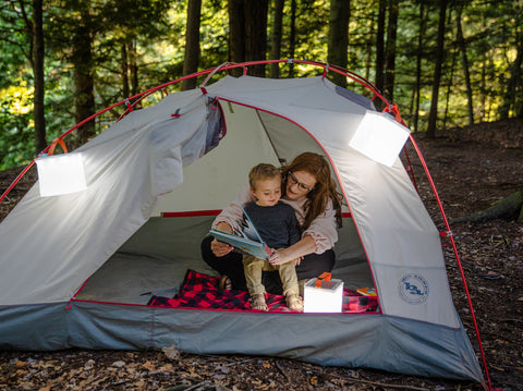 Mother and child in tent