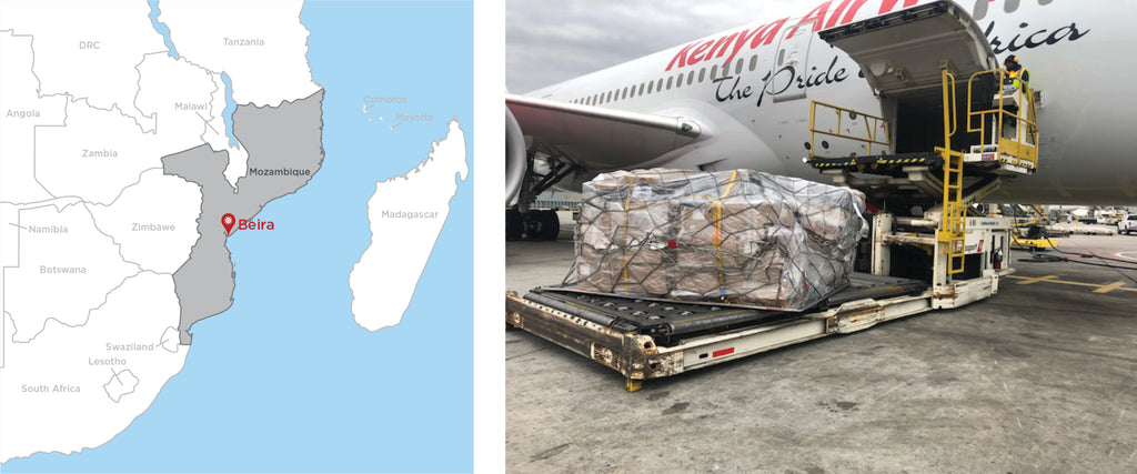 Supplies on their way to Mozambique.