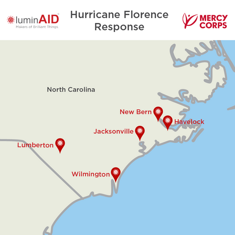 LuminAID Mercy Corps North Carolina distribution map