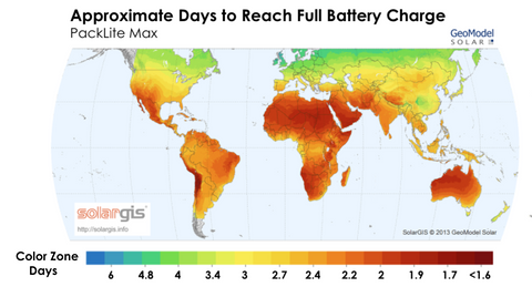 Solar map of world.