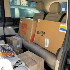 Ukraine relief aid in a car - customer photo