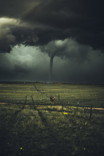 Tornado over fields, always seek cover if you can.