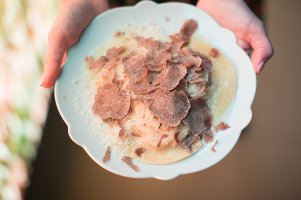 Fresh White Truffles on Risotto