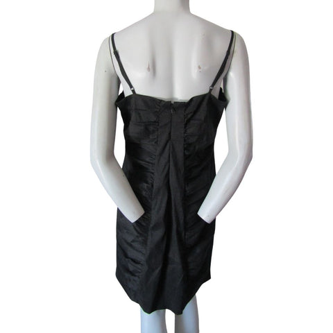 Calvin Klein Black Spaghetti Strap Nylon Blend Ruched Dress Size Large ...