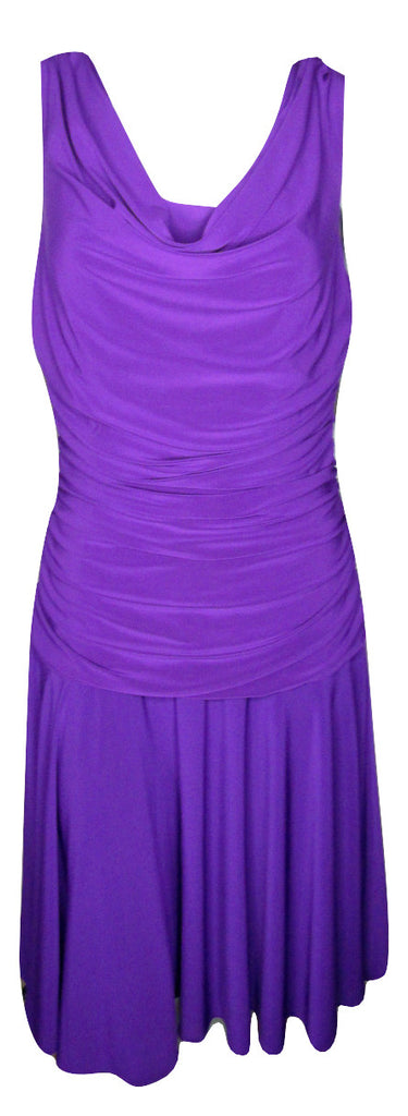 Collection Dressbarn Purple Ruched Sleeveless Dress Size Extra