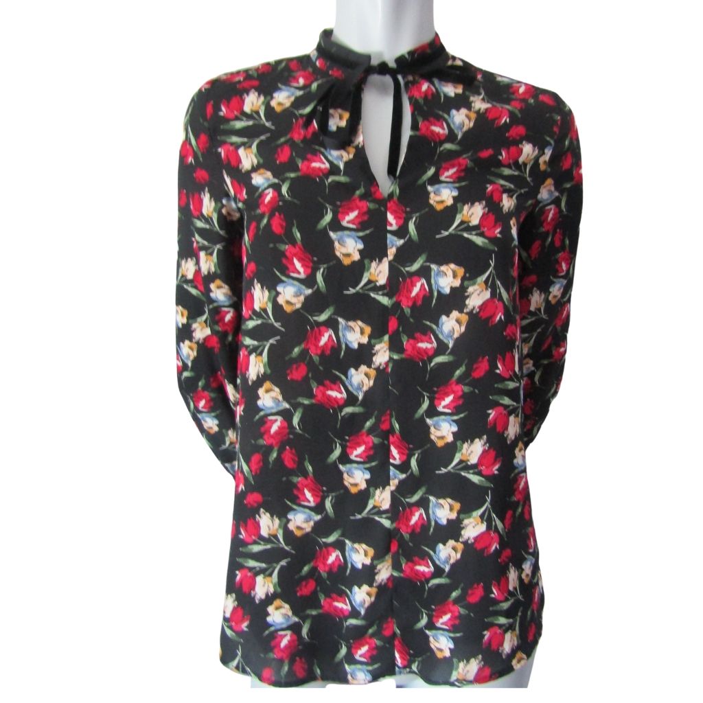 zara black floral blouse