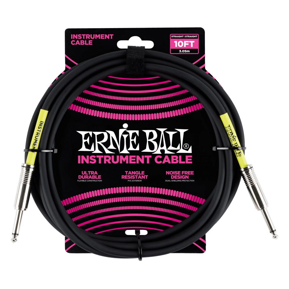 10 ft. Black Ernie Ball Straight Instrument Cable