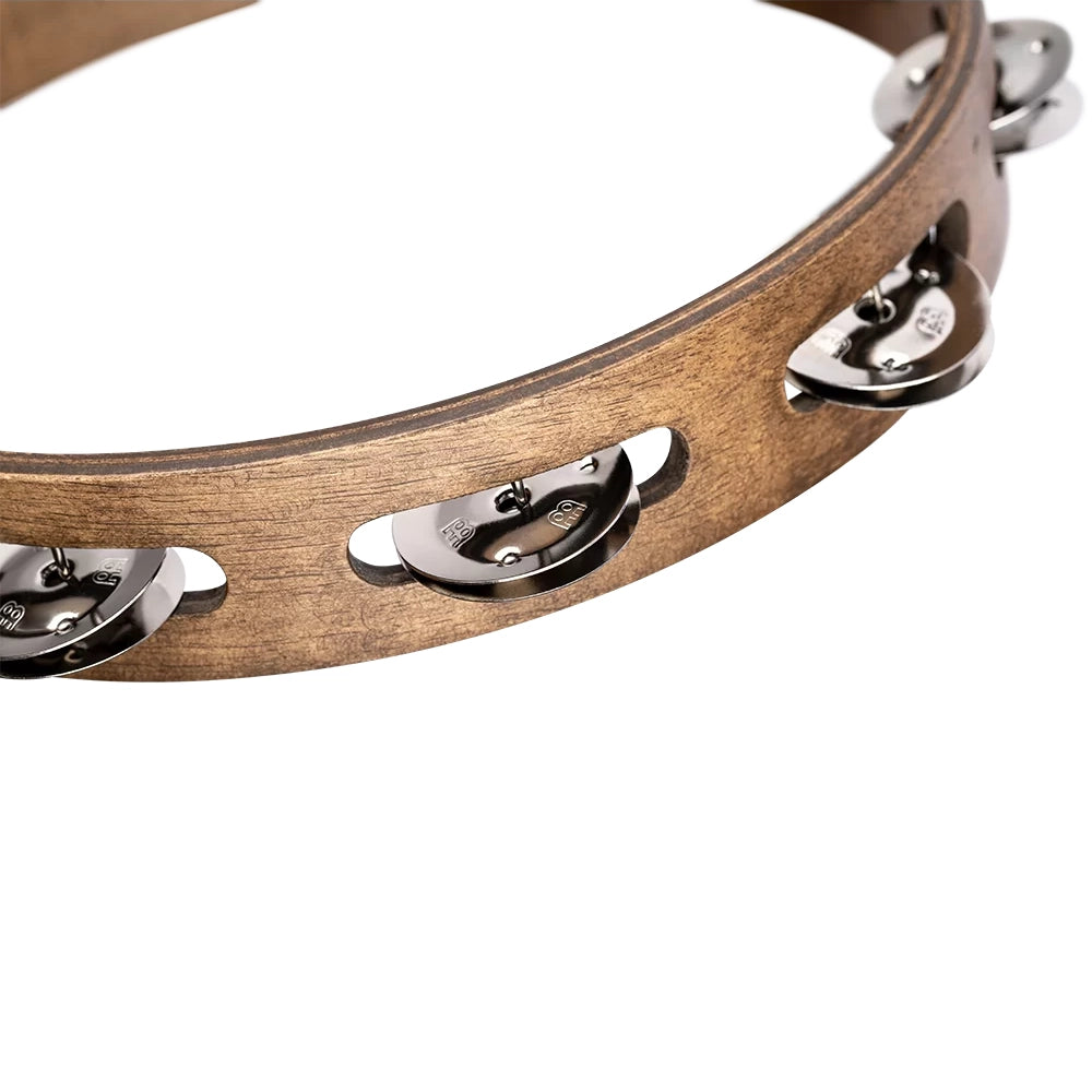 Meinl 10" Single Row Stainless Steel Jingles Tambourine in Walnut Brown