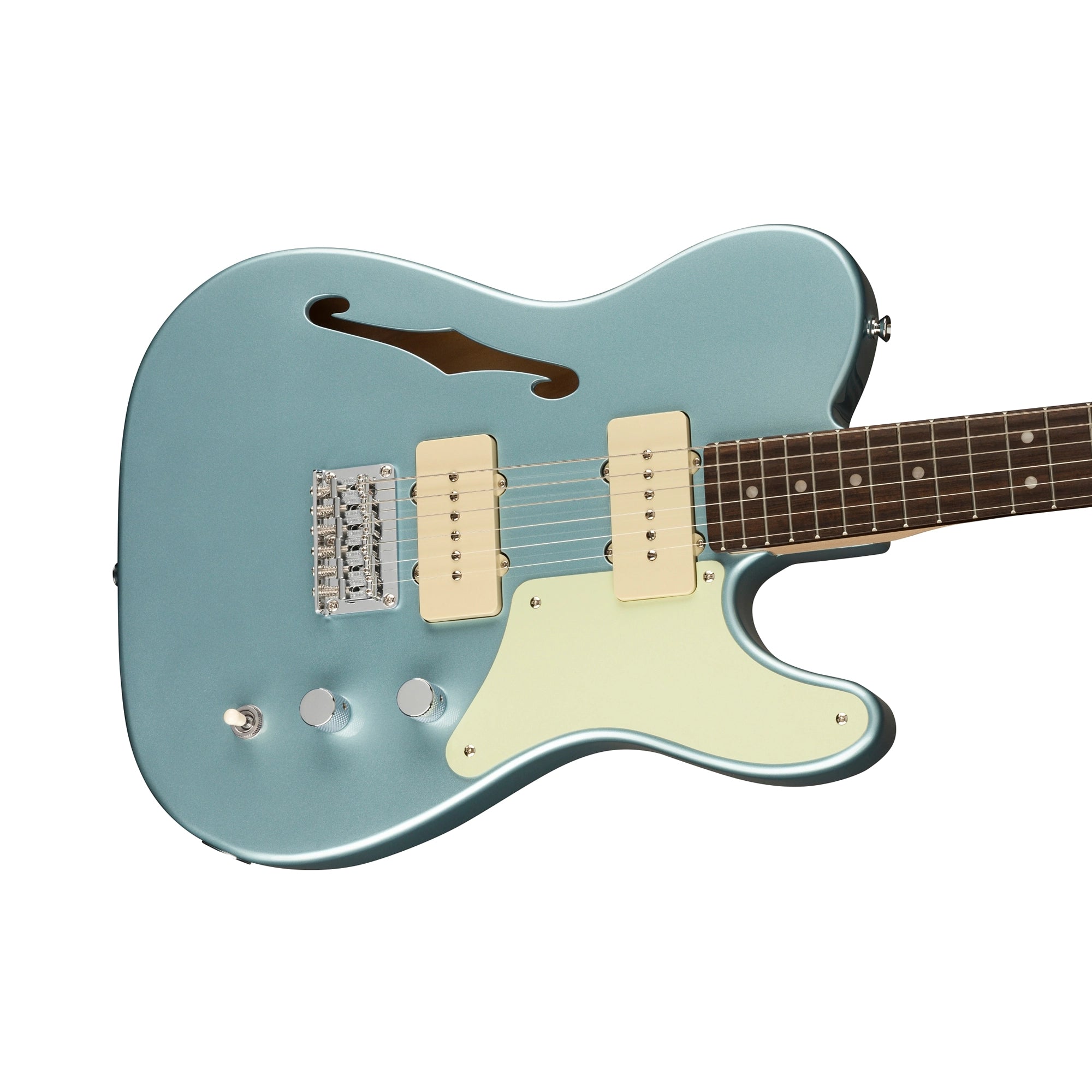 Ice Blue Metallic Squier Paranormal Cabronita Telecaster Semi-Hollowbody Electric Guitar