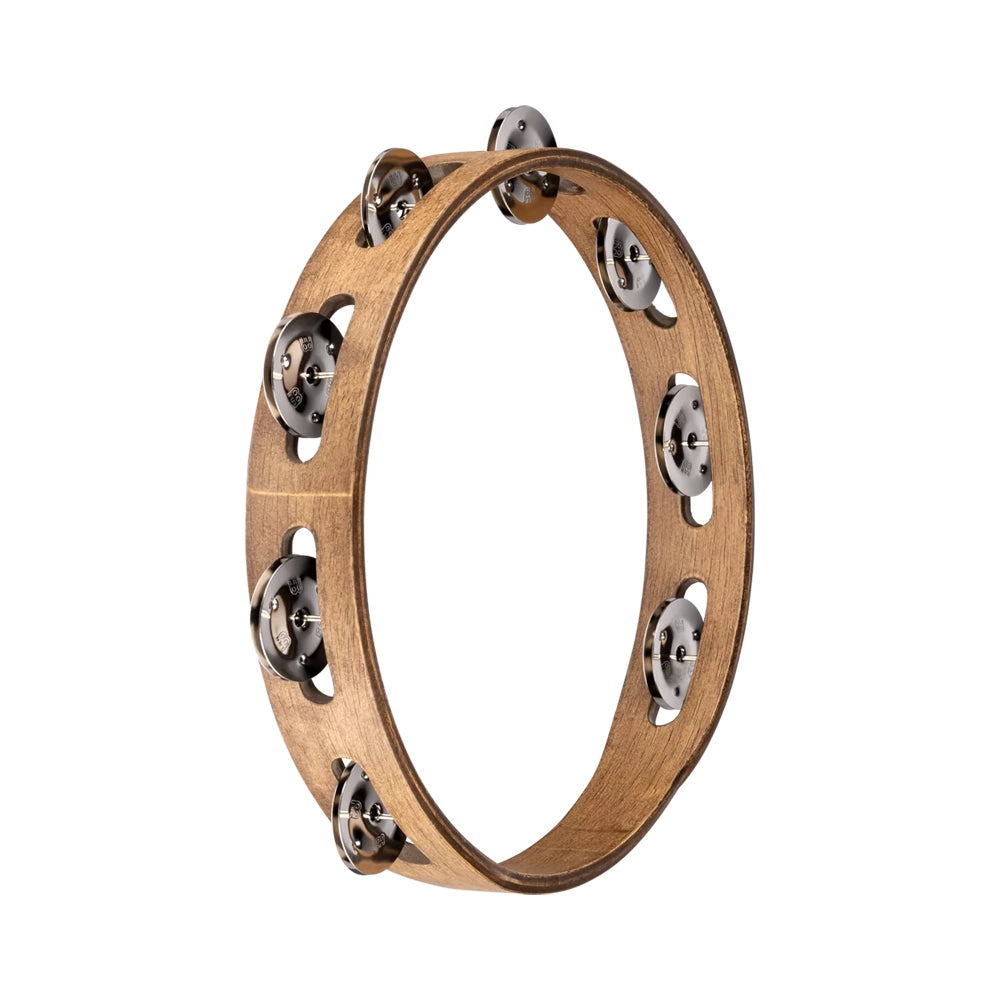 Meinl 10" Single Row Stainless Steel Jingles Tambourine in Walnut Brown