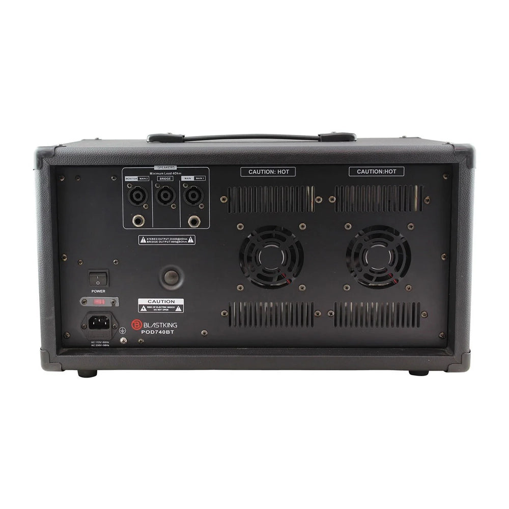 Blastking 7-Channel Powered Mixer POD740BT: Bluetooth, MP3 Player, and EQ Built-In