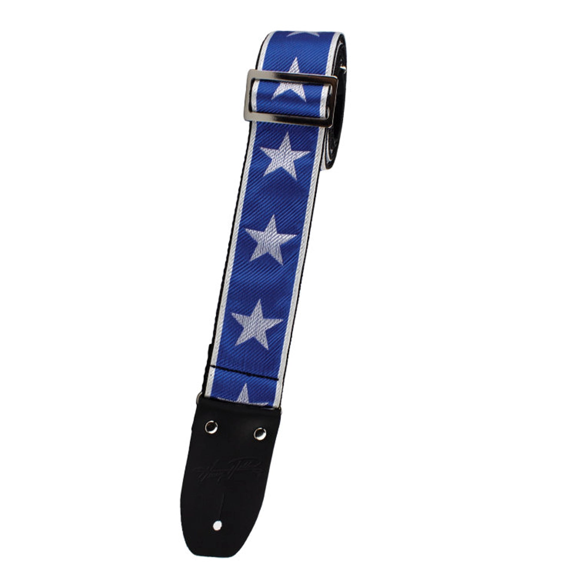 Blue and White Stars Woven Jacquard Strap by Henry Heller, 2" Wide