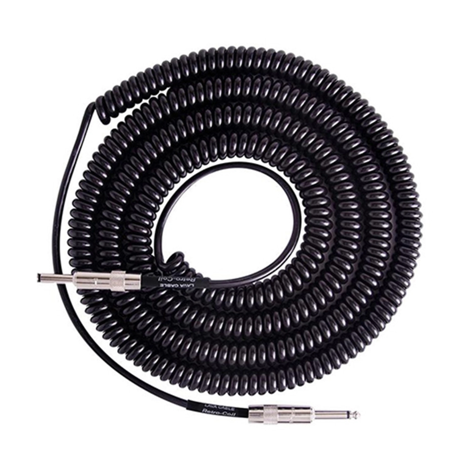 20' Black Lava Cable Retro Coil Instrument Cable: Straight to Right Angle